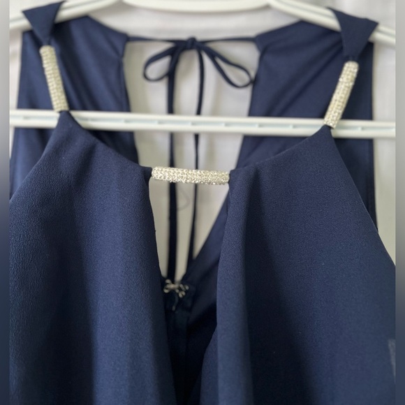 Venus Dress Women’s 10 Deep V Jewelled Front Ruffle Sleeveless - Picture 3 of 9